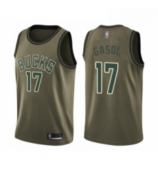 Mens Milwaukee Bucks 17 Pau Gasol Swingman Green Salute to Service Basketball Jersey 