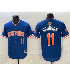 Men New Yok Knicks  11 Jalen Brunson Blue 2026 Finals Patch Stitched Baseball Jersey