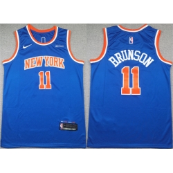 Men New Yok Knicks  11 Jalen Brunson Blue Icon Edition Edition Stitched Basketball Jersey