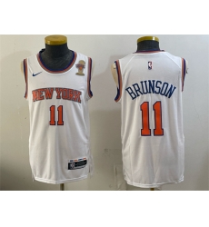 Men New Yok Knicks  11 Jalen Brunson White 2026 Finals Champions Patch Stitched Jersey