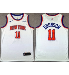 Men New Yok Knicks 11 Jalen Brunson White Association Edition Stitched Basketball Jersey Men New Yok Knicks 11 Jalen Brunson White Association Edition Stitched Basketball Jersey