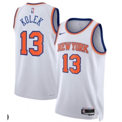 Men New Yok Knicks 13 Tyler Kolek Towns White Icon Edition Edition Stitched Basketball Jersey