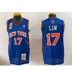 Men New Yok Knicks  17 Jeremy Lin Blue 2026 Finals Champions Patch Stitched Jersey