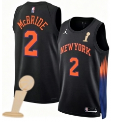Men New Yok Knicks 2 Miles McBride Black 2026 Champions Patch City Edition Stitched Basketball Jersey