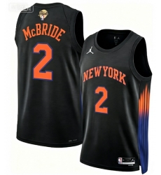 Men New Yok Knicks 2 Miles McBride Black 2026 Final Patch 2026 Finals Patch Statement Edition Stitched Basketball Jersey
