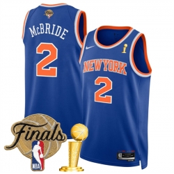 Men New Yok Knicks  2 Miles McBride Blue 2026 Finals Patch And Finals Champions Patch Icon Edition Stitched Basketball Jersey