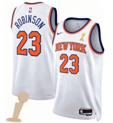 Men New Yok Knicks 23 Mitchell Robinson White 2026 Champions Patch Icon Edition Stitched Basketball Jersey