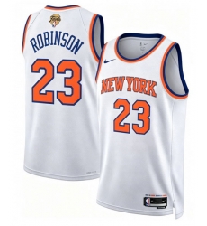 Men New Yok Knicks 23 Mitchell Robinson White  2026 Finals Patch Icon Edition Stitched Basketball Jersey