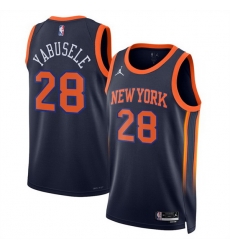 Men New Yok Knicks 28 Guerschon Yabusele Black 2025 Statement Edition Stitched Basketball Jersey