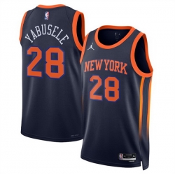 Men New Yok Knicks 28 Guerschon Yabusele Black 2025 Statement Edition Stitched Basketball Jersey