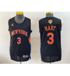 Men New Yok Knicks  3 Josh Hart Black 2026 Finals Patch Statement Edition Stitched Jersey