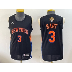 Men New Yok Knicks  3 Josh Hart Black 2026 Finals Patch Statement Edition Stitched Jersey