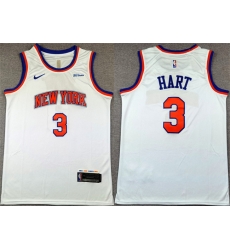 Men New Yok Knicks  3 Josh Hart White Association Edition Stitched Basketball Jersey