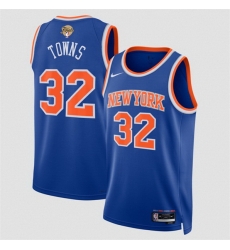Men New Yok Knicks  32 Karl Anthony Blue 2026 Finals Patch Icon Edition Stitched Basketball Jersey