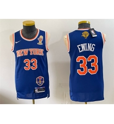 Men New Yok Knicks 33 Patrick Ewing Blue 2026 Finals Champions Patch Stitched Jersey Men New Yok Knicks 33 Patrick Ewing Blue 2026 Finals Champions Patch Stitched Jersey