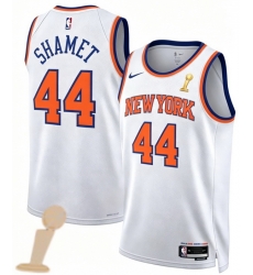 Men New Yok Knicks 44 Landry Shamet White 2026 Champions Patch Icon Edition Stitched Basketball Jersey