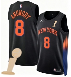 Men New Yok Knicks 8 OG Anunoby Black 2026 Champions Patch City Edition Stitched Basketball Jersey