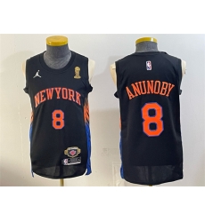Men New Yok Knicks  8 OG Anunoby Black 2026 Finals Champions Patch Statement Edition Stitched Jersey