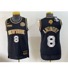 Men New Yok Knicks 8 OG Anunoby Black Gold 2026 Finals Eastern Conference Champions Patch Stitched Jersey Men New Yok Knicks 8 OG Anunoby Black Gold 2026 Finals Eastern Conference Champions Patch Stitched Jersey