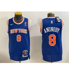 Men New Yok Knicks  8 OG Anunoby Blue 2026 Finals Champions Patch Stitched Jersey
