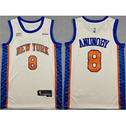 Men New Yok Knicks  8 OG Anunoby Cream 2024 25 City Edition Stitched Basketball Jersey