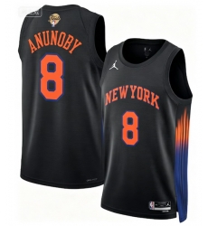 Men New Yok Knicks 8 OG Anunoby White Black 2026 Final Patch 2025 26 Statement Edition Stitched Basketball Jersey