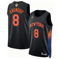 Men New Yok Knicks 8 OG Anunoby White Black 2026 Final Patch 2025 26 Statement Edition Stitched Basketball Jersey