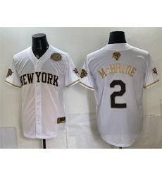 Men New York Knicks 2 Miles McBride White Gold 2026 Finals Eastern Conference Champions Patch Stitched Baseball Jersey Men New York Knicks 2 Miles McBride White Gold 2026 Finals Eastern Conference Champions Patch Stitched Baseball Jersey