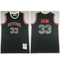 Men New York Knicks 33 Patrick Ewing Black Throwback Stitched Jersey