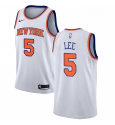 Mens Nike New York Knicks 5 Courtney Lee Authentic White NBA Jersey Association Edition