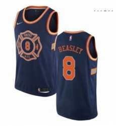 Mens Nike New York Knicks 8 Michael Beasley Authentic Navy Blue NBA Jersey City Edition 