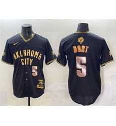Men Oklahoma City Thunder 5 Luguentz Dort Black Gold 2025 Finals Vapor Stitched Baseball Jersey