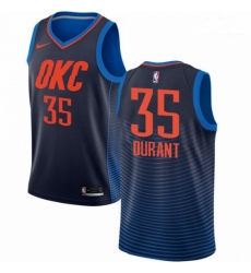 Mens Nike Oklahoma City Thunder 35 Kevin Durant Swingman Navy Blue NBA Jersey Statement Edition