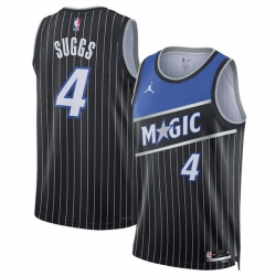 Men Orlando Magic 4 Jalen Suggs Black 2025 Statement Edition Stitched Basketball Jersey