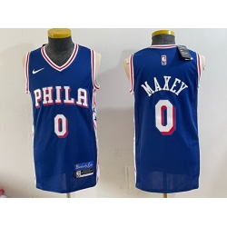 Men Philadelphia 76ers  0 Tyrese Maxey Royal Icon Edition Stitched Jersey