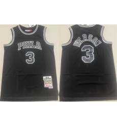 Men Philadelphia 76ers 3 Allen Iverson Black 1997 98 Throwback Stitched basketball Jersey