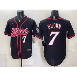 Men Philadelphia 76ers  7 Jaylen Brown Black Cool Base Stitched Baseball Jersey