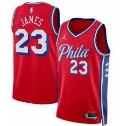 Men Philadelphia 76ers  LeBron James Red 2026 Statement Edition Stitched Jersey
