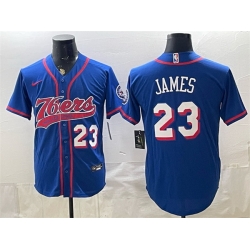 Men Philadelphia 76ers  LeBron James Royal Cool Base Stitched Baseball Jersey