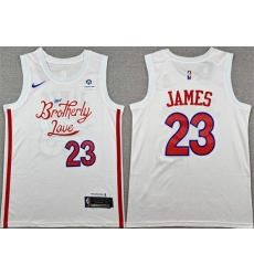 Men Philadelphia 76ers  LeBron James White 2026 City Edition With Patch Stitched Jersey