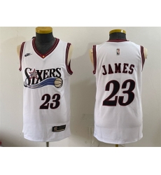 Men Philadelphia 76ers LeBron James White 2026 Classic Edition Stitched Jersey Men Philadelphia 76ers LeBron James White 2026 Classic Edition Stitched Jersey