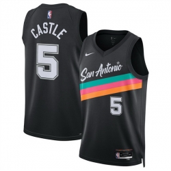 Men San Antonio Spurs 5 Stephon Castle Black 2025 26 City Edition Stitched Basketball Jersey