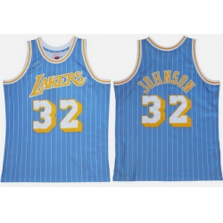 Men Los Angeles Lakers  32 Magic Johnson Blue Stitched Basketball Jersey