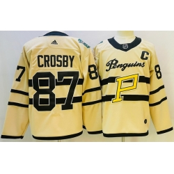 Men Pittsburgh Penguins 87 Sidney Crosby White 2022 23 Reverse Retro Stitched NHL Jersey