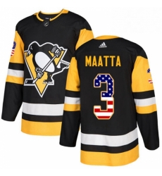 Mens Adidas Pittsburgh Penguins 3 Olli Maatta Authentic Black USA Flag Fashion NHL Jersey 