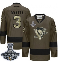 Penguins #3 Olli Maatta Green Salute to Service 2017 Stanley Cup Finals Champions Stitched NHL Jersey