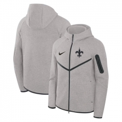 Men New Orleans Saints Gray Tech Fleece Full Zip Windrunner Hoodie 1