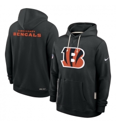 Men Cincinnati Bengals Black Sideline Standard Issue Initial Home Dri FIT Pullover Hoodie