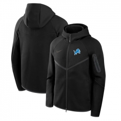 Men Detroit Lions Black Tech Fleece Full Zip Windrunner Hoodie