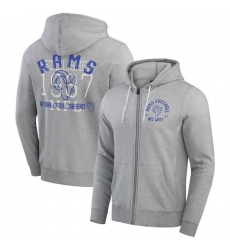 Men Los Angeles Rams Heather Gray Vintage Stripe Full Zip Hoodie Men Los Angeles Rams Heather Gray Vintage Stripe Full Zip Hoodie